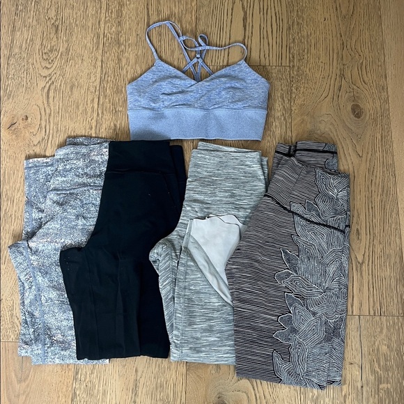 lululemon athletica Other - 4 Lulu lemon leggings. One light blue alo sports bra.